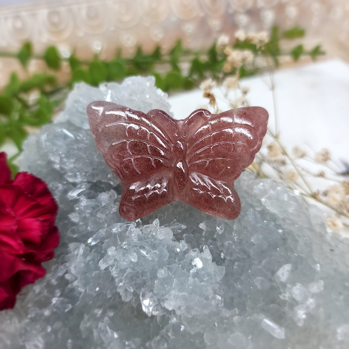 Strawberry Quartz Butterfly