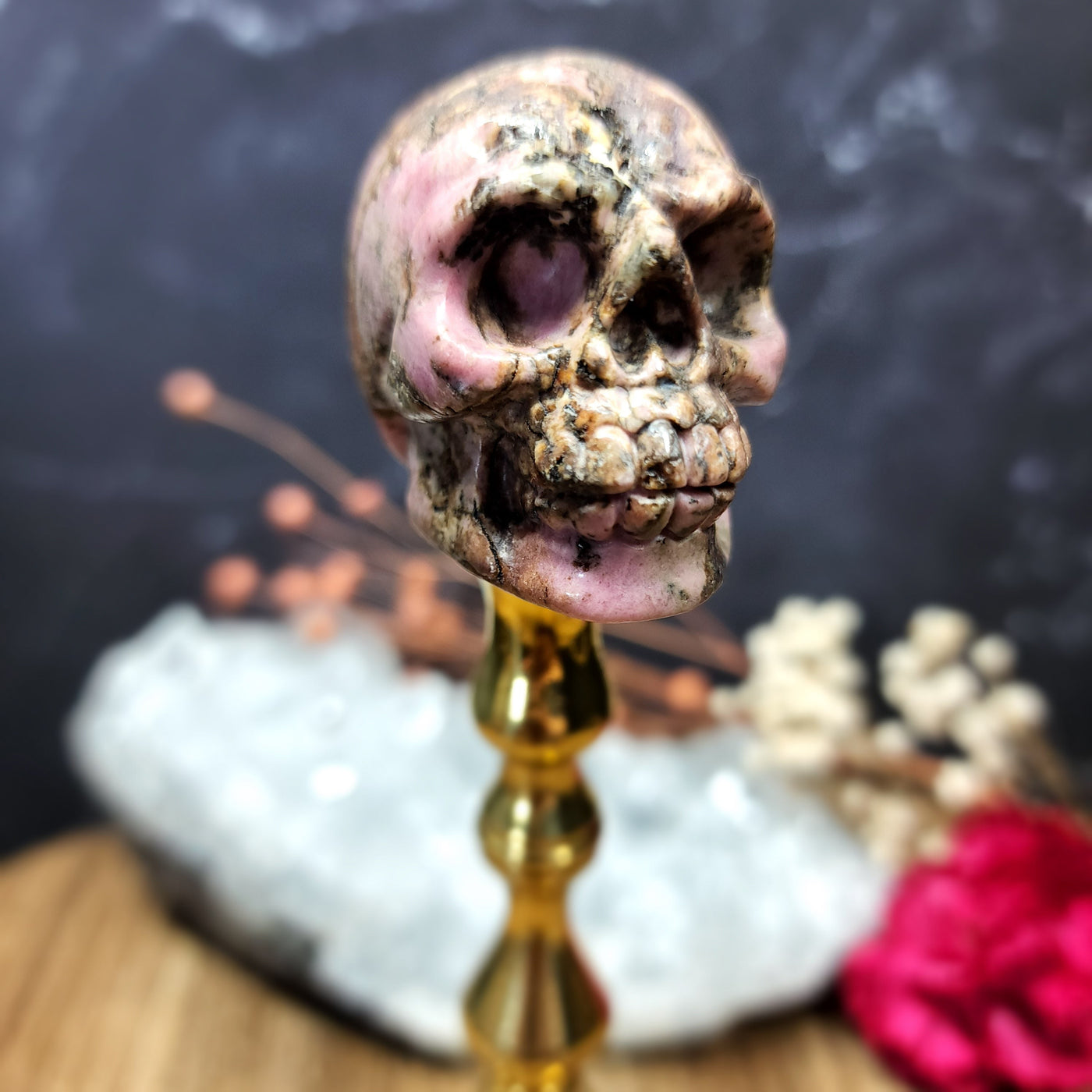 Rhodonite Skull