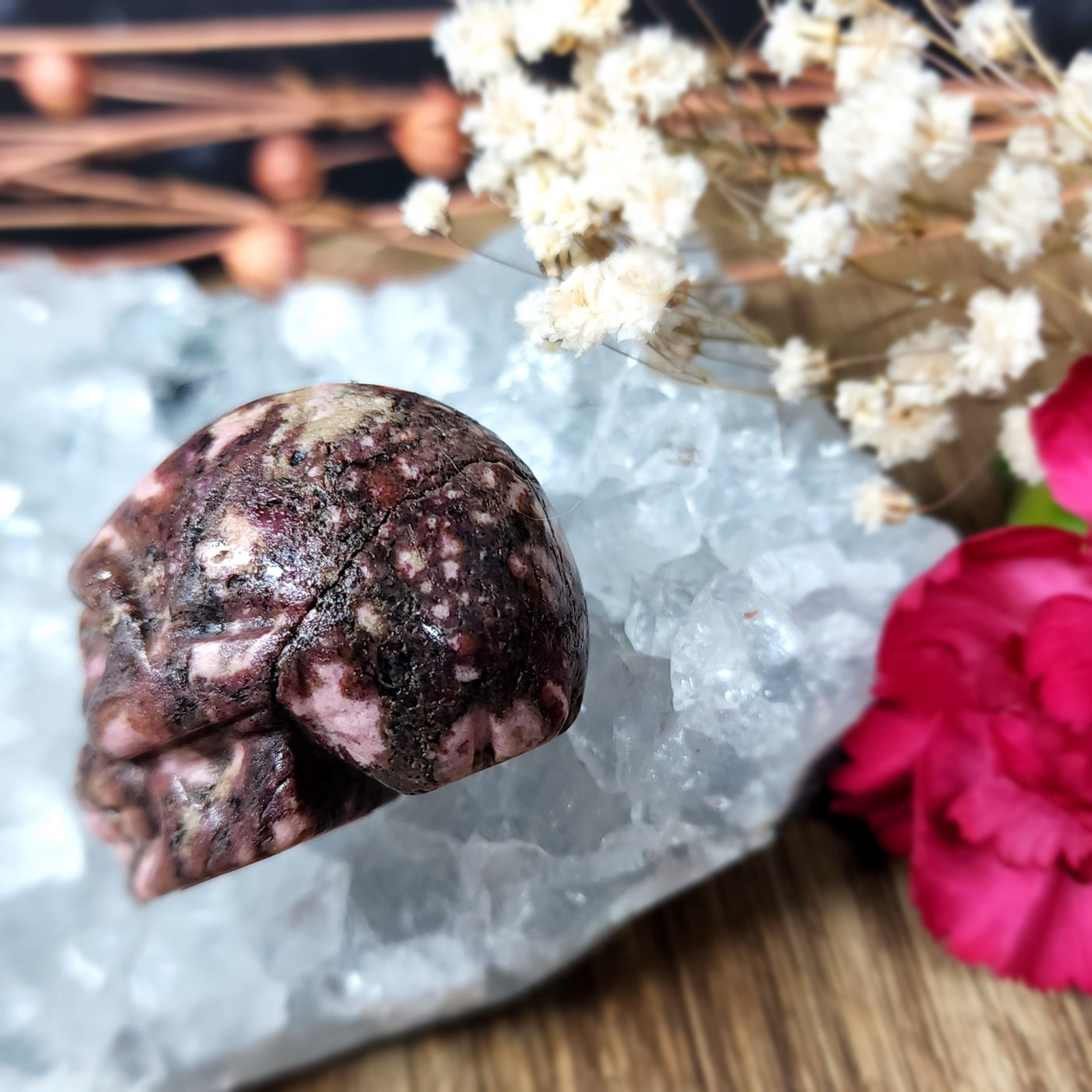 Rhodonite Skull
