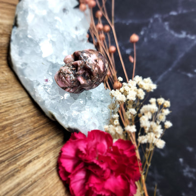 Rhodonite Skull