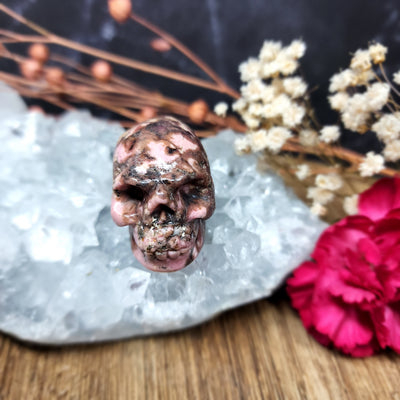 Rhodonite Skull