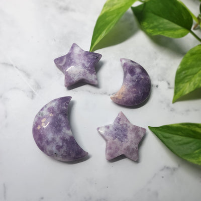 Lepidolite Moon & Star Duo
