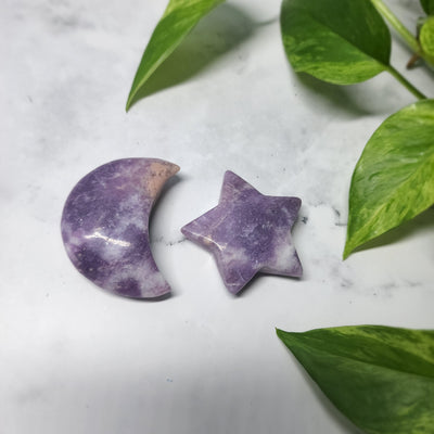Lepidolite Moon & Star Duo