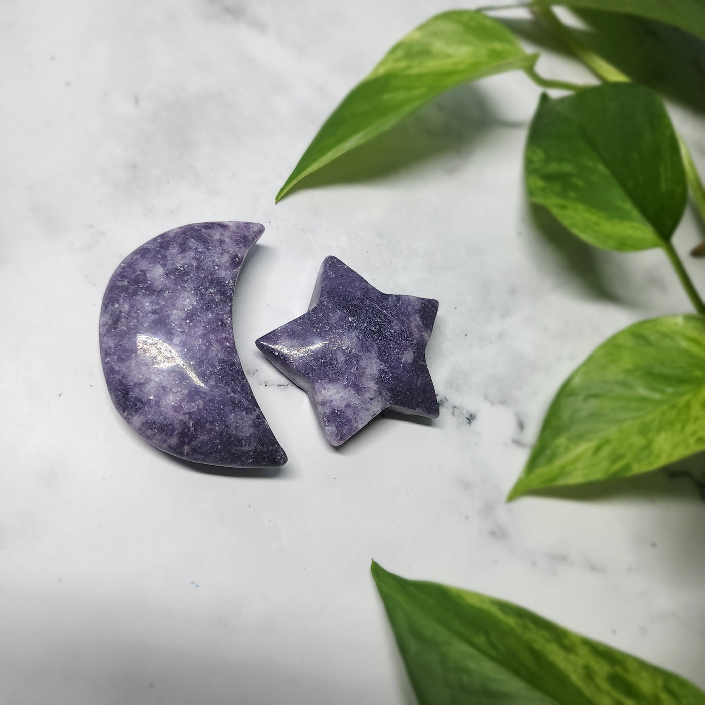 Lepidolite Moon & Star Duo