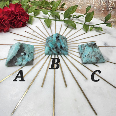 Amazonite with Smokey Quartz, Black Tourmaline & Mica Pyramid