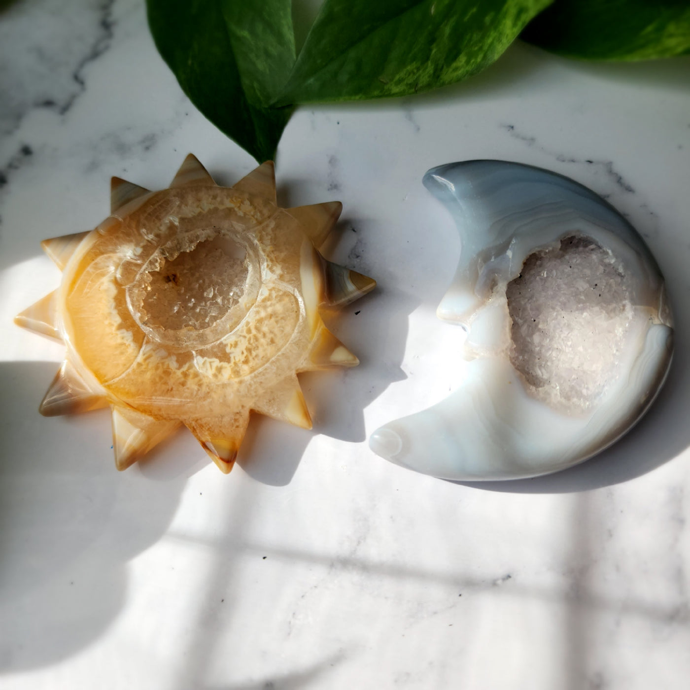 Druzy Agate Sun & Moon Duo