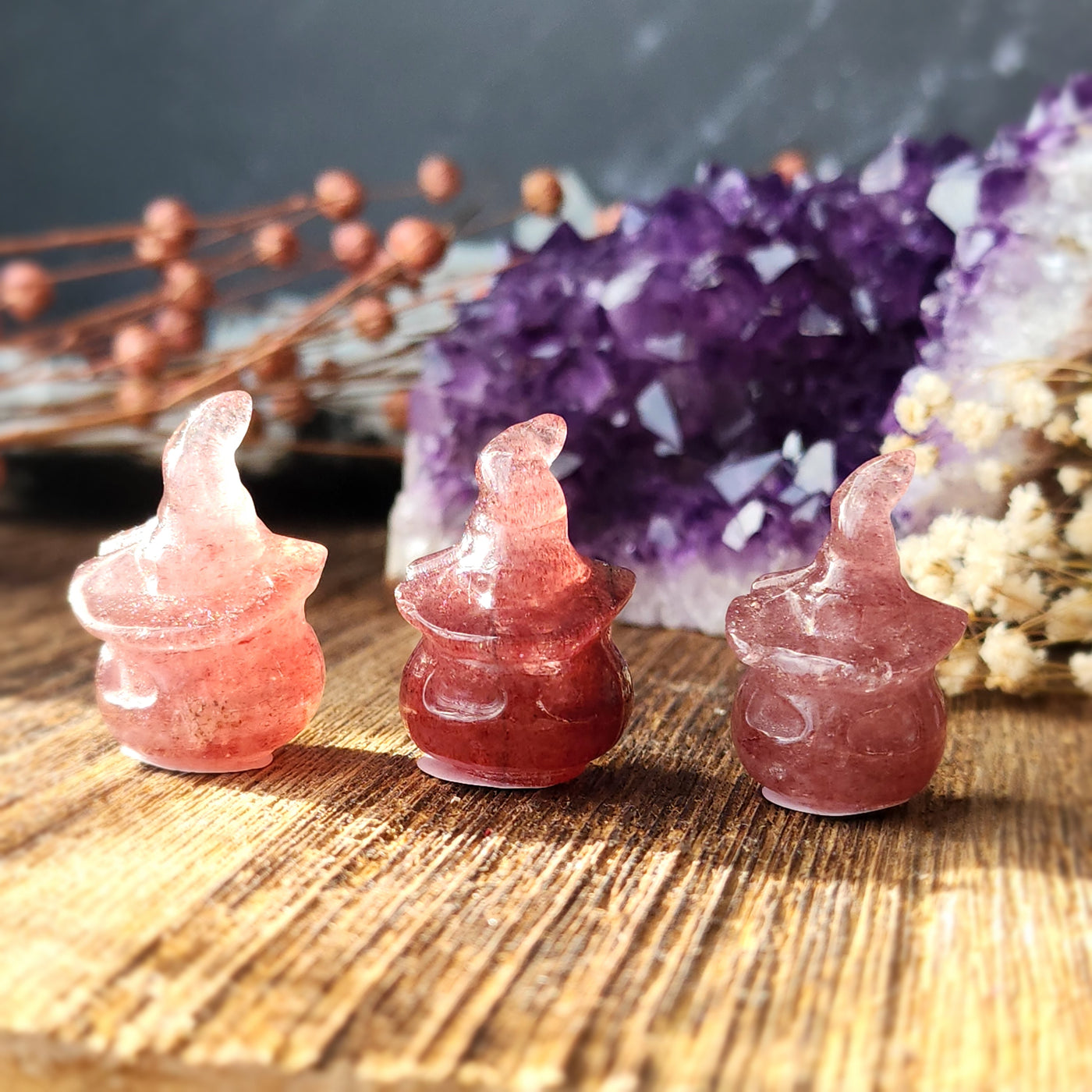 Strawberry Quartz Jack O' Lantern